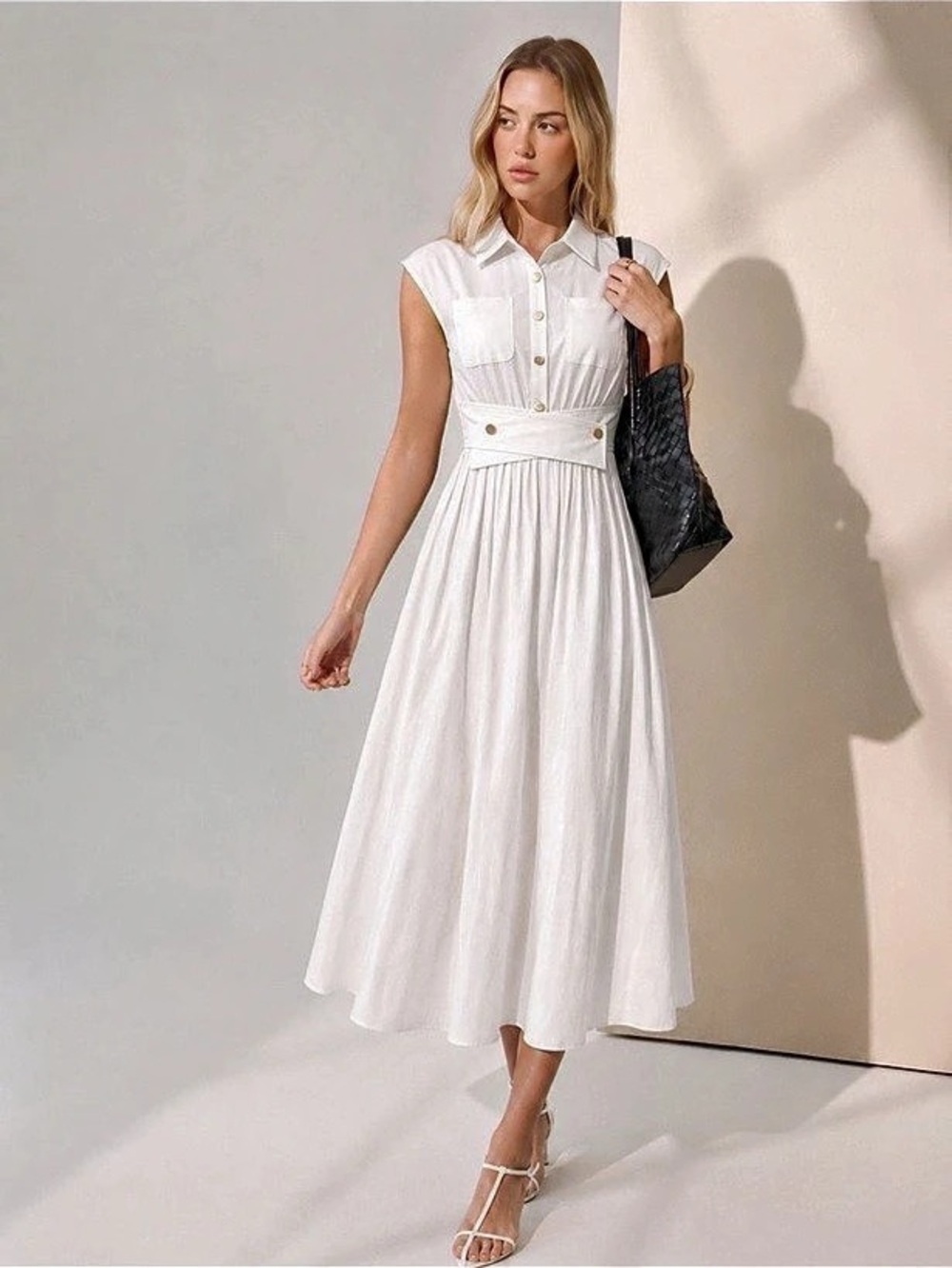 NWT- Cap Sleeve Cinched Waist Shirt
Midi Dress XS